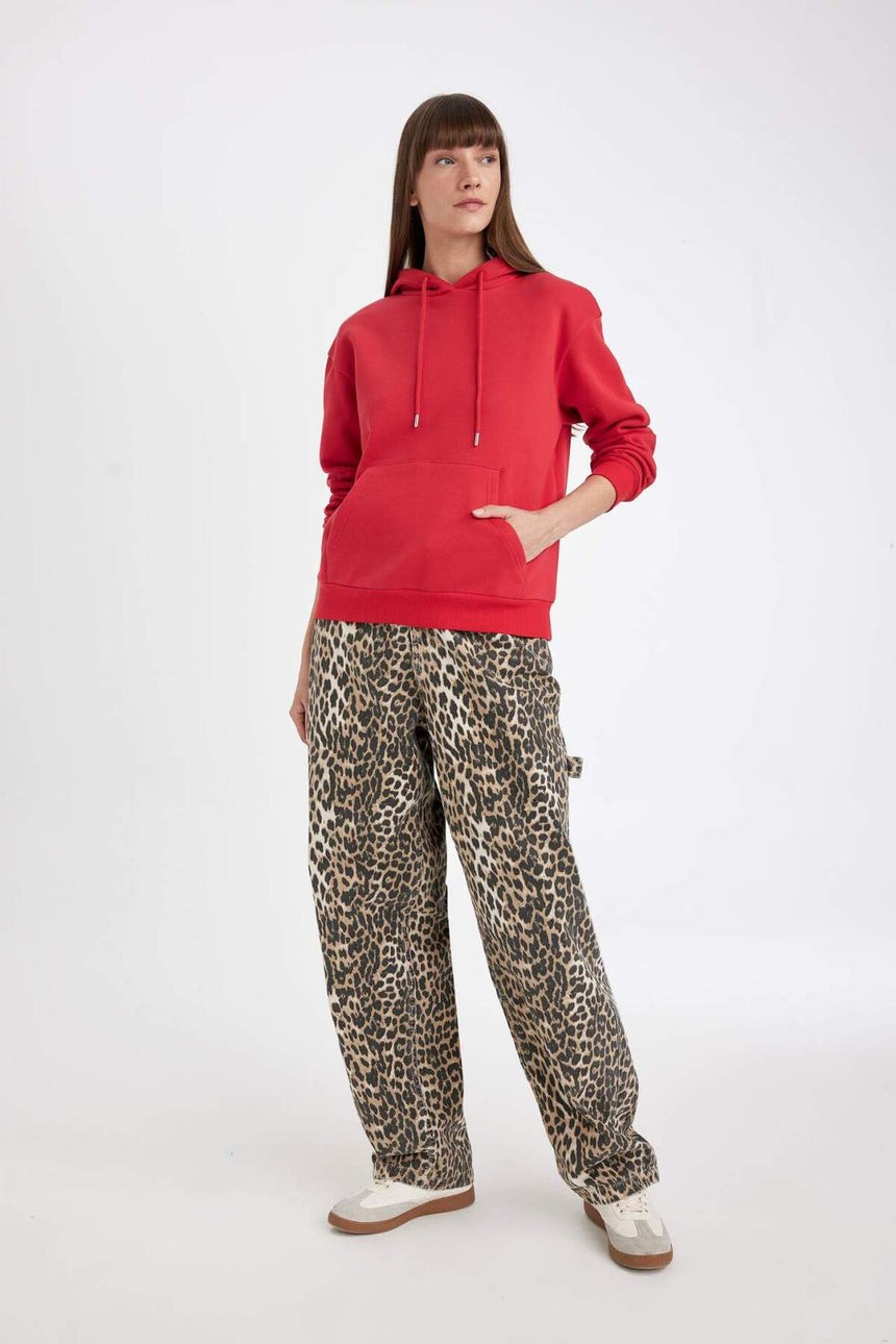 Defacto Kadın Sweat Shirt W1240Az - Kırmızı