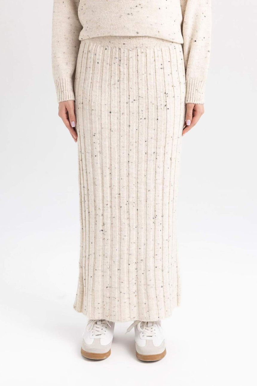 Defacto Kadın Tricot Skirt B0090AX - Ekru