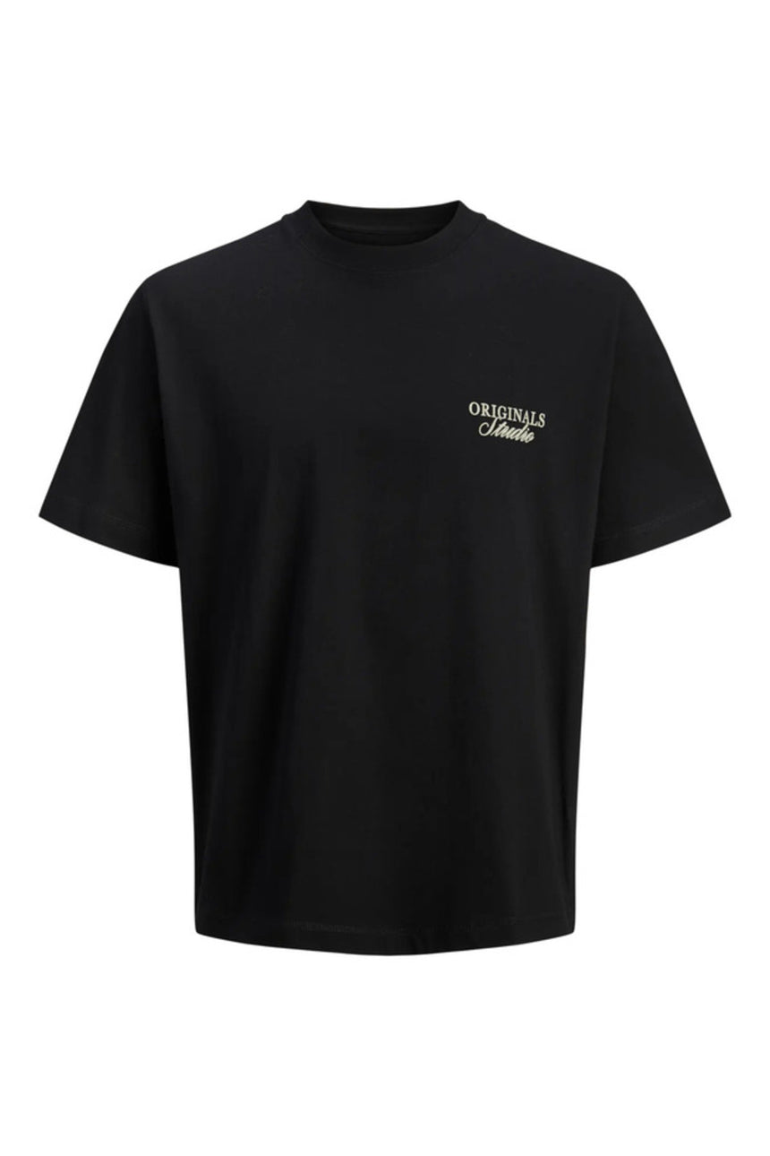 JACK&JONES JORNORREBRO TYPO TEE SS CN SN PLS 12288197 - Siyah