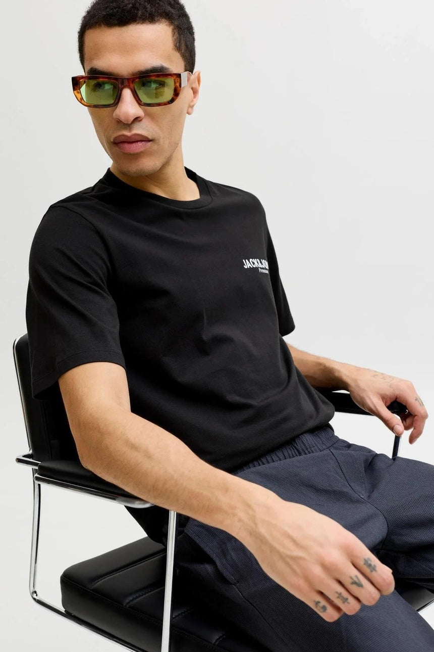 JACK&JONES JPRBLAOSCAR SS TEE FST PLS 12302519 - Siyah