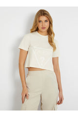GUESS KADIN ADELE CROP T-SHIRT V2YI06K8HM0 - Krem