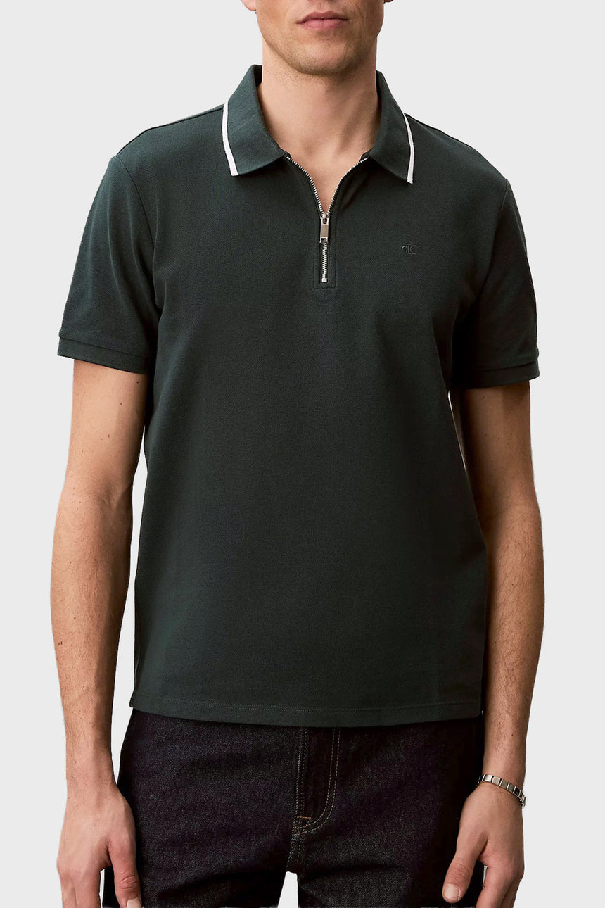Calvin Klein Erkek SS TIPPED ZIP PIQUE POLO LV04LF214G - Yeşil