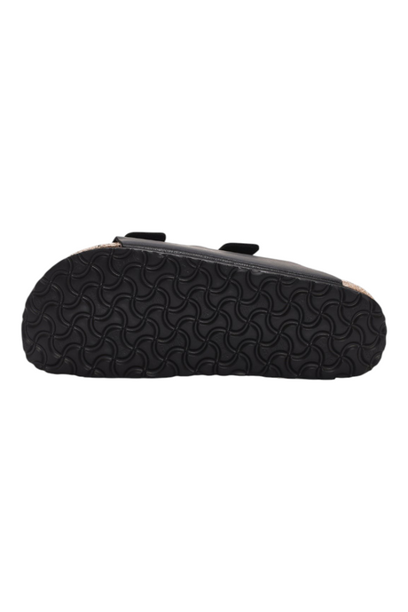Sporline Birkenstock Arizona siyah unisex terlik, dayanıklı siyah EVA dış taban ve mantar taban detaylı alt görünüm