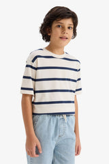Defacto Çocuk Short Sleeve T-Shirt D7864A8 - Çivit Mavisi