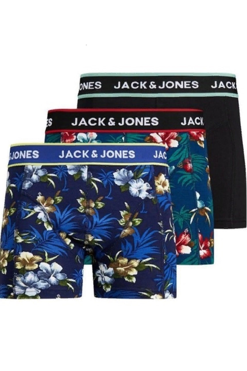 JACK&JONES JACFLOWER TRUNKS 3 PACK.NOOS 12171253 - Siyah