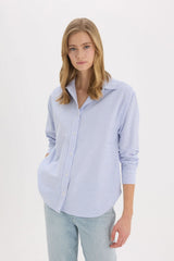 Defacto Kadın Long Sleeve Shirt D4015Ax - Mavi