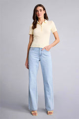 Defacto Kadın Short Sleeve Polo T-Shirt E6577AX - Açık Sarı
