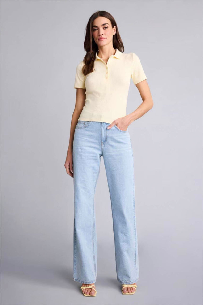 Defacto Kadın Short Sleeve Polo T-Shirt E6577AX - Açık Sarı