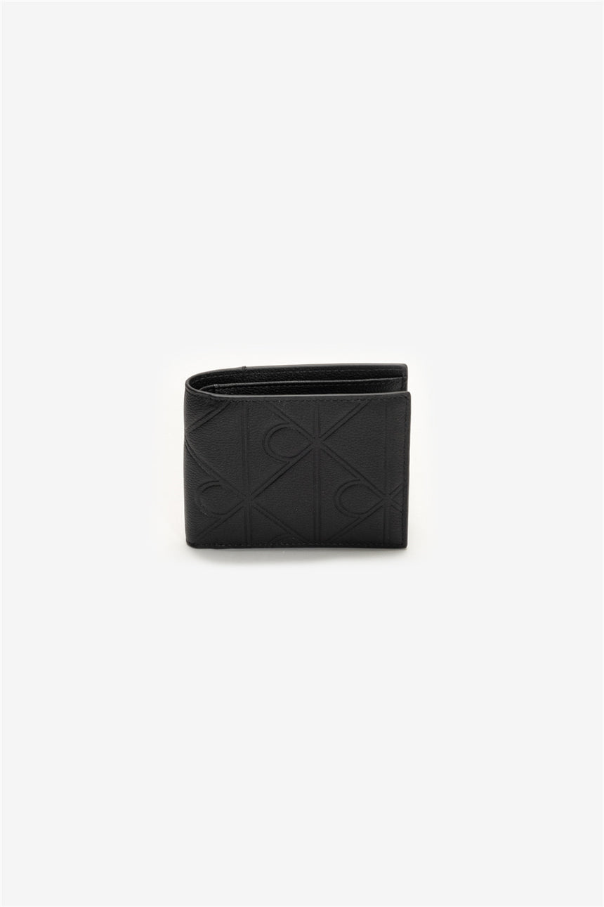 Calvin Klein Erkek XL EMBLEM AOP EMBSS EW BILLFOLD LV04D1177G - Siyah