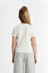 DeFacto C0104A8 Çocuk T-Shirt - Ekru