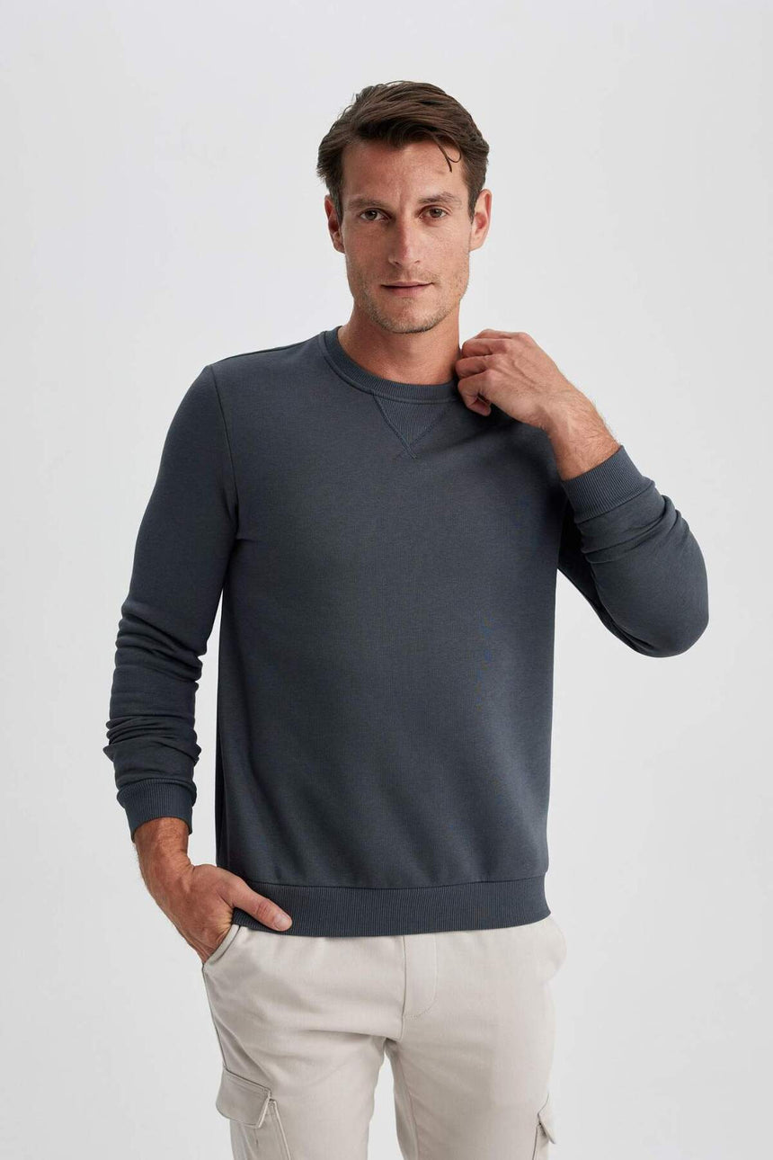 DeFacto Erkek Sweatshirt T3777AZ - Antrasit