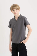 Defacto Çocuk Short Sleeve Polo T-Shirt D7755A8 - Antrasit