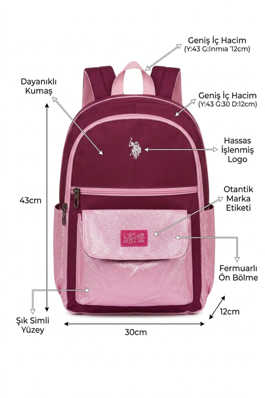 U.S. Polo Assn. Çocuk Sırt Çantası 26053 - Mor / Pembe