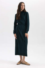 Defacto Kadın Long Sleeve Trico Dress A9807Ax - Yeşil