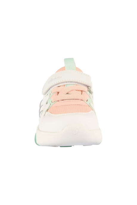 Sporline Vicco pudra pembe suni deri çocuk sneaker, cırt cırtlı ve bağcıklı tasarım, ön görünüm