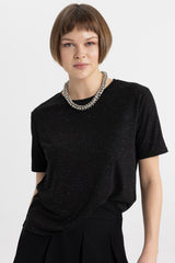DeFacto C1662AX Kadın T-Shirt - Siyah