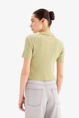DeFacto N9752AZ Kadın Polo Yaka T-Shirt - Yeşil