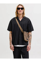 JACK&JONES JJETYSON RESORT SHIRT SS SN 12289457 - Siyah