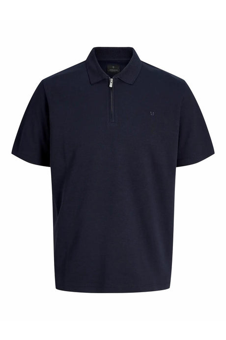 JACK&JONES JPRBLAETHAN SS ZIP POLO SN 12292992 - Koyu Mavi