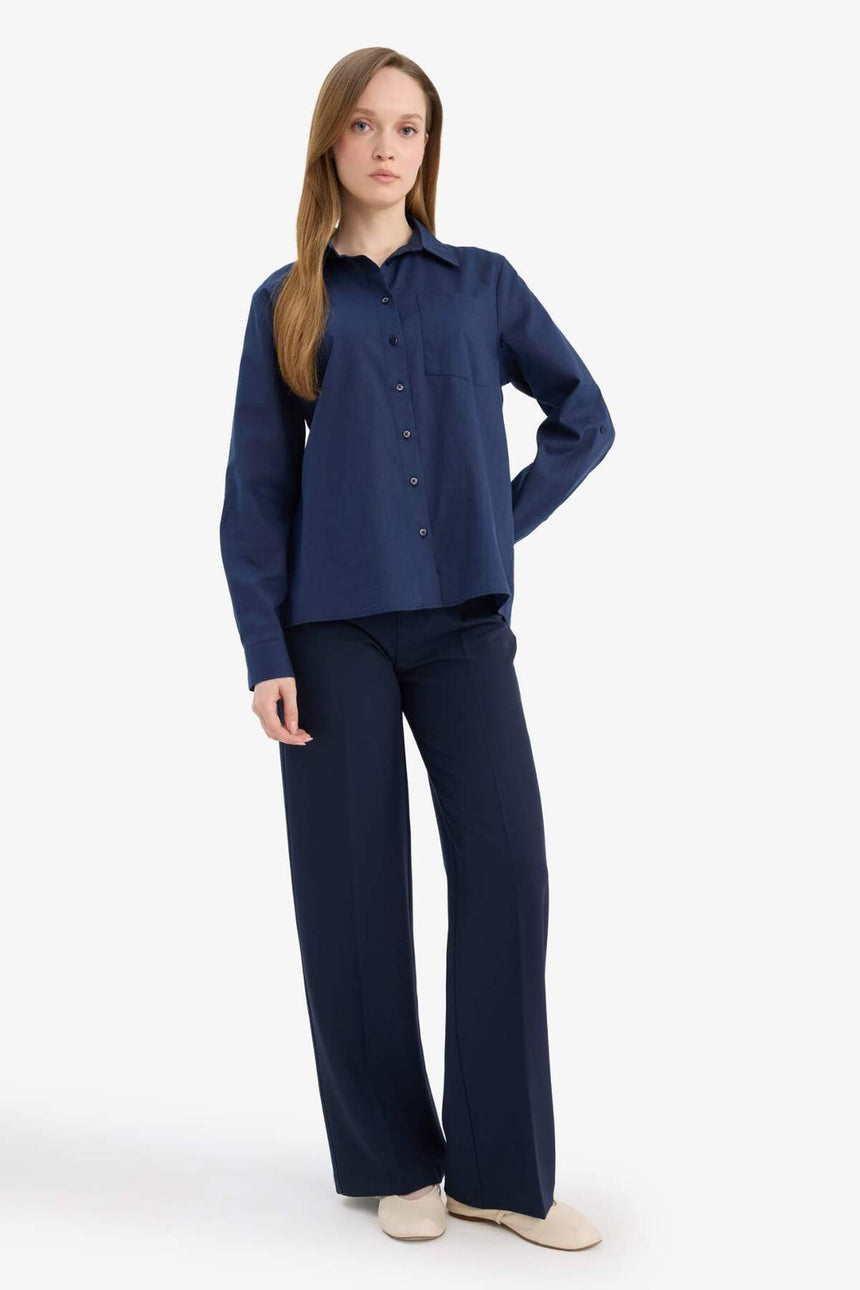 Defacto Kadın Woven Top W7734AZ - Koyu Lacivert