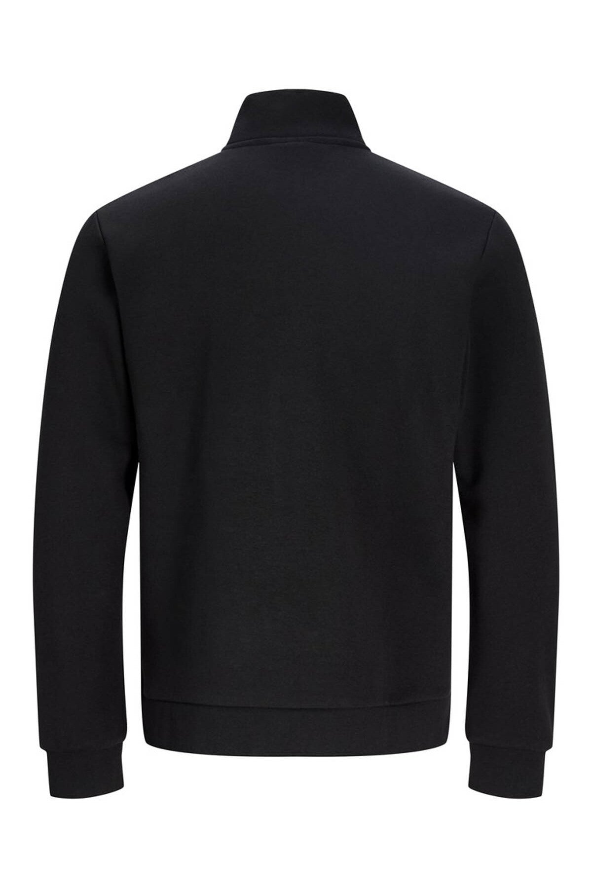 Jack & Jones Newove Erkek Dik Yaka Yarım Fermuarlı Sweatshirt 12299799 - Siyah