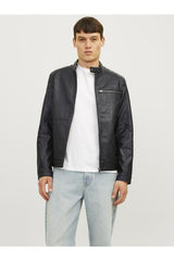 JACK&JONES JJEDYLAN PU BIKER JACKET NOOS 12261196 - Siyah