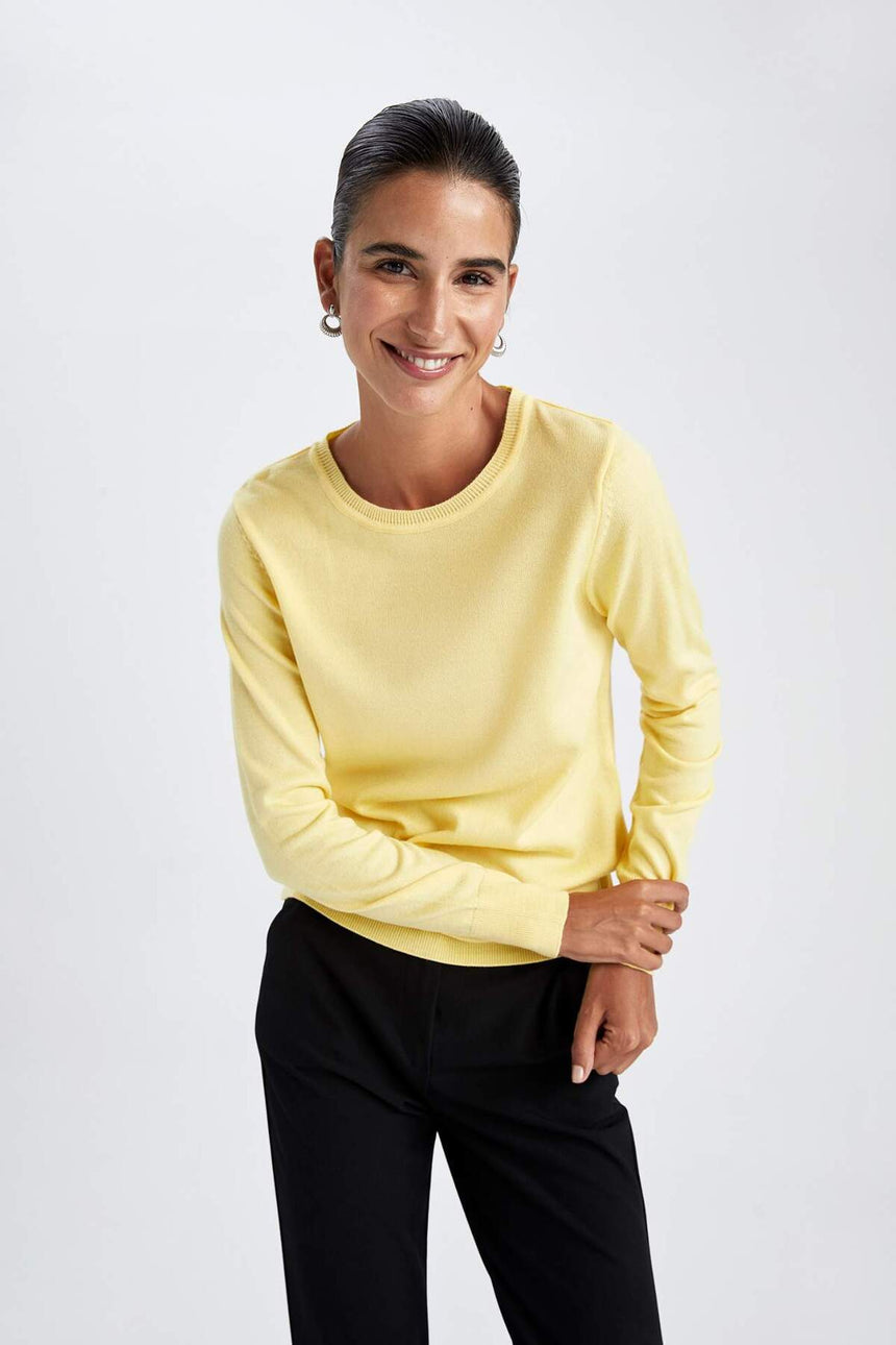 Defacto Kadın Pullover F7091Az - Açık Sarı