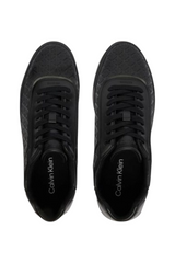 Sporline Calvin Klein siyah kadın sneaker, monogram desenli deri detaylı üst yüzey ve bağcıklı tasarım