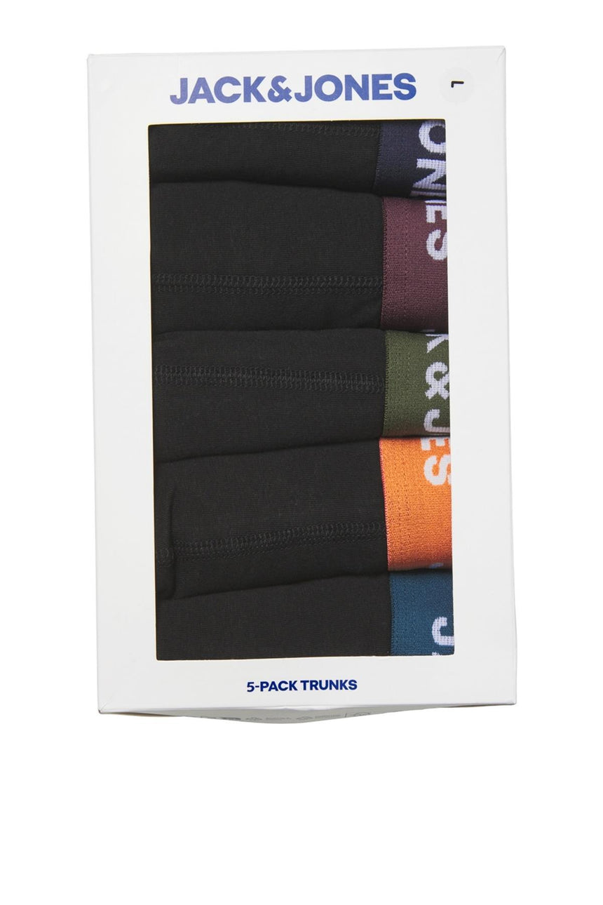 JACK&JONES JACOLIVER SOLID TRUNKS 5 PACK BOX 12259103 - Siyah