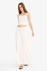Defacto Kadın Woven Skirt D5033Ax - Kırık Beyaz