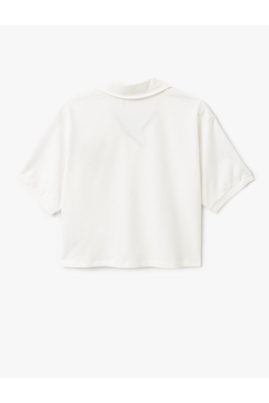 Koton 5SAL10530IK Kadın T-Shirt - Ekru