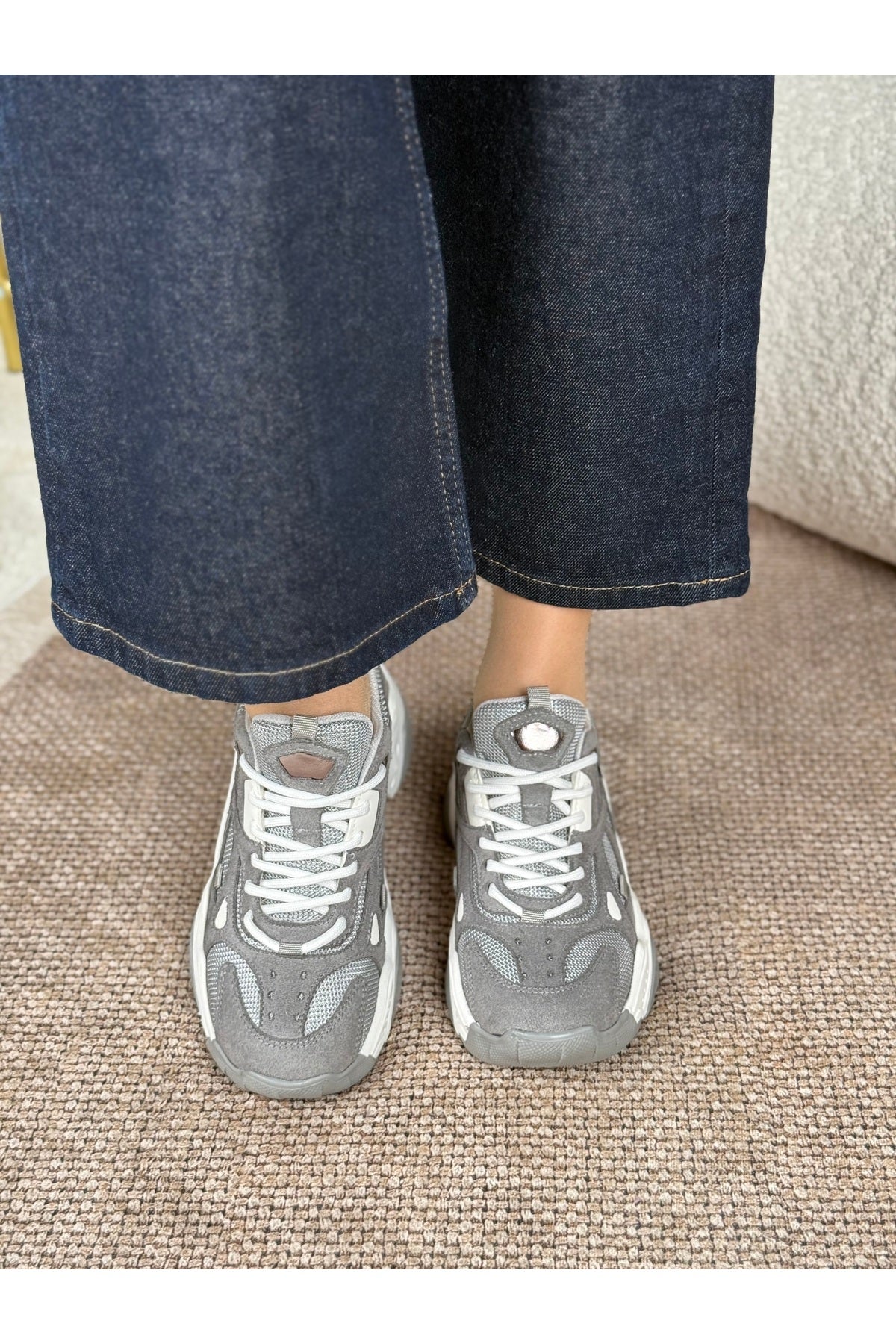 Eysha Noctra Koyu Gri Beyaz Kadın Sneaker