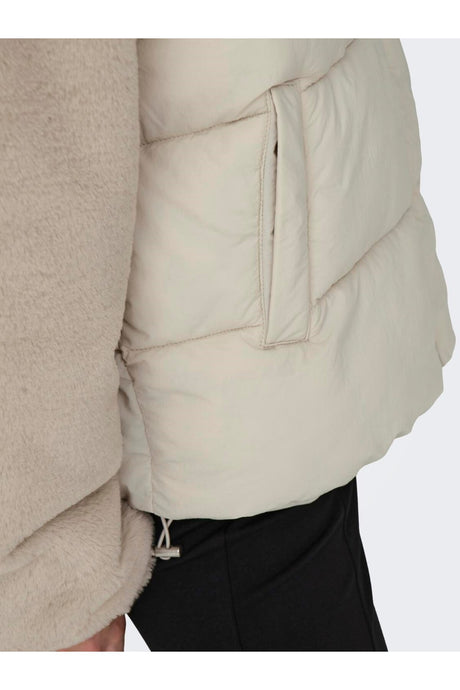 only onlwanja fur puffer mix jacket cc otw 15292945 - Bej/ Açık Gri