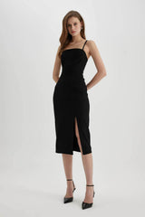 Defacto Kadın Short Sleeve Woven Dress A4878Ax - Siyah