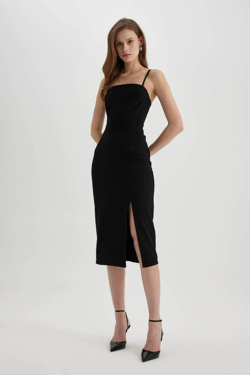 Defacto Kadın Short Sleeve Woven Dress A4878Ax - Siyah