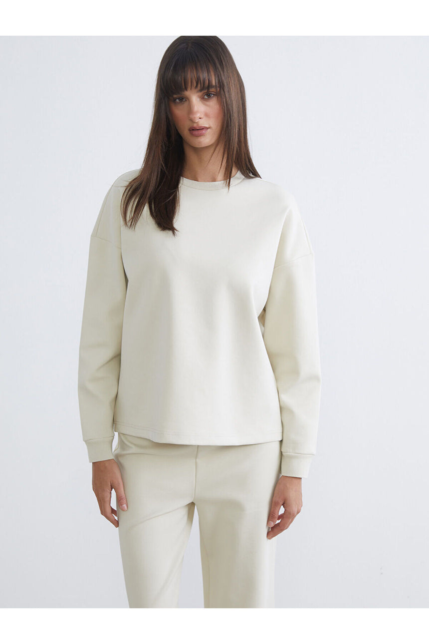 LC Waikiki Kadın Oversize Sweatshirt W5BU49R8 - Açık Bej