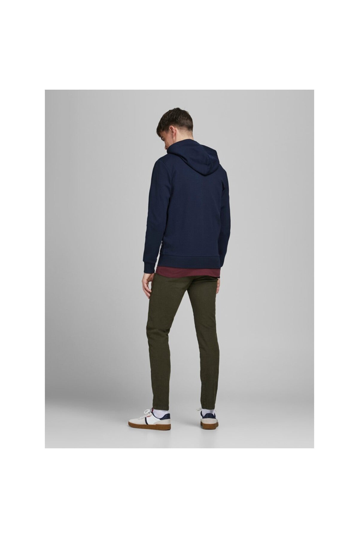 Jack & Jones Basic Erkek Kapüşonlu Fermuarlı Sweatshirt 12181901 - Koyu Lacivert