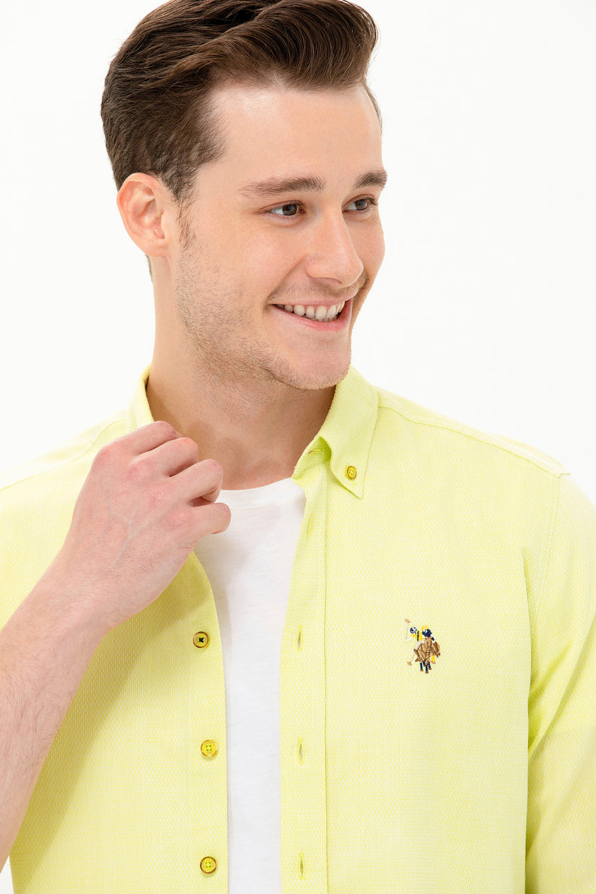 US POLO ASSN ERKEK DOKUMA GÖMLEK 1571045 - Koyu Sarı