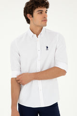 US POLO ASSN ERKEK DOKUMA GÖMLEK 1886621 - Beyaz