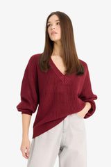 Defacto Kadın Pullover Z7135Az - Bordo