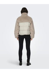 only onlwanja fur puffer mix jacket cc otw 15292945 - Bej/ Açık Gri