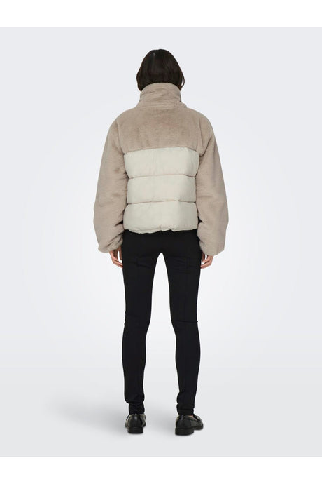 only onlwanja fur puffer mix jacket cc otw 15292945 - Bej/ Açık Gri