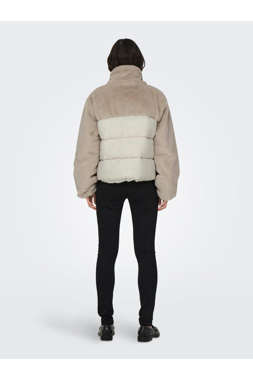 only onlwanja fur puffer mix jacket cc otw 15292945 - Bej/ Açık Gri
