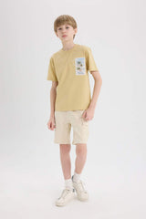Defacto Çocuk Short Sleeve T-Shirt E3743A8 - Açık Kahve