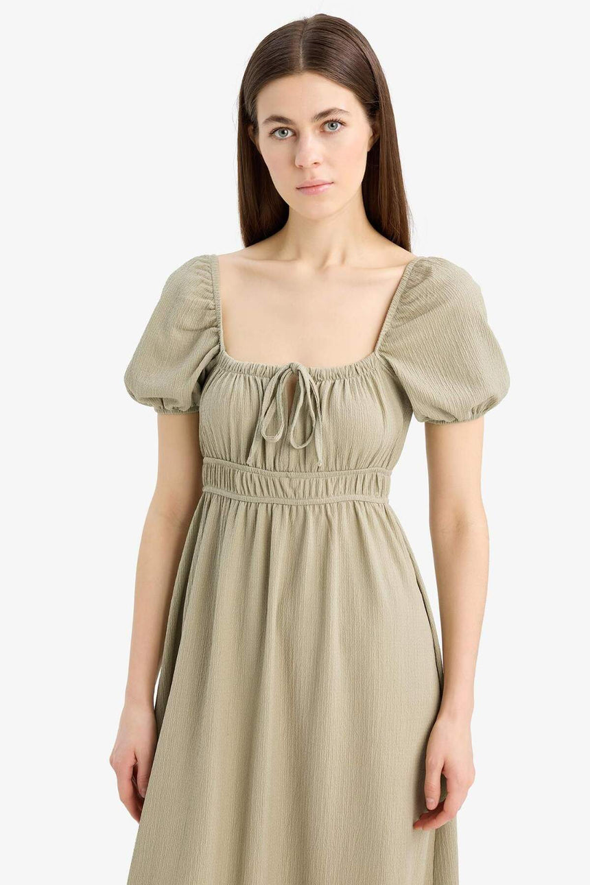 Defacto Kadın Short Sleeve Knitted Dress E7609Ax - Açık Haki Yeşili