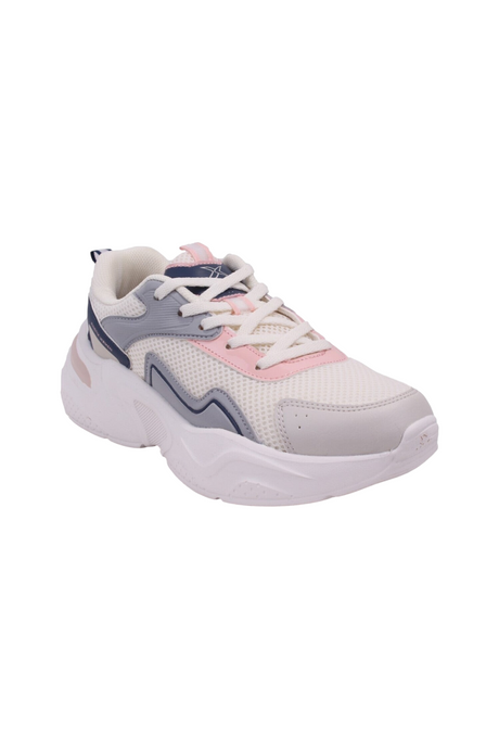 Sporline Kinetix Alinda TX ekru renkli, tekstil malzemeli, kalın tabanlı kadın sneaker ayakkabı