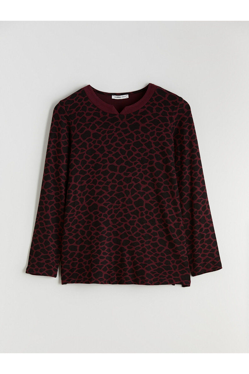 LC Waikiki Kadın Uzun Kollu T-Shirt W5IL21K8 - Bordo
