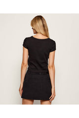 Calvin Klein Kadın SS HERITAGE LABEL BABY TEE LV047C200G - Siyah