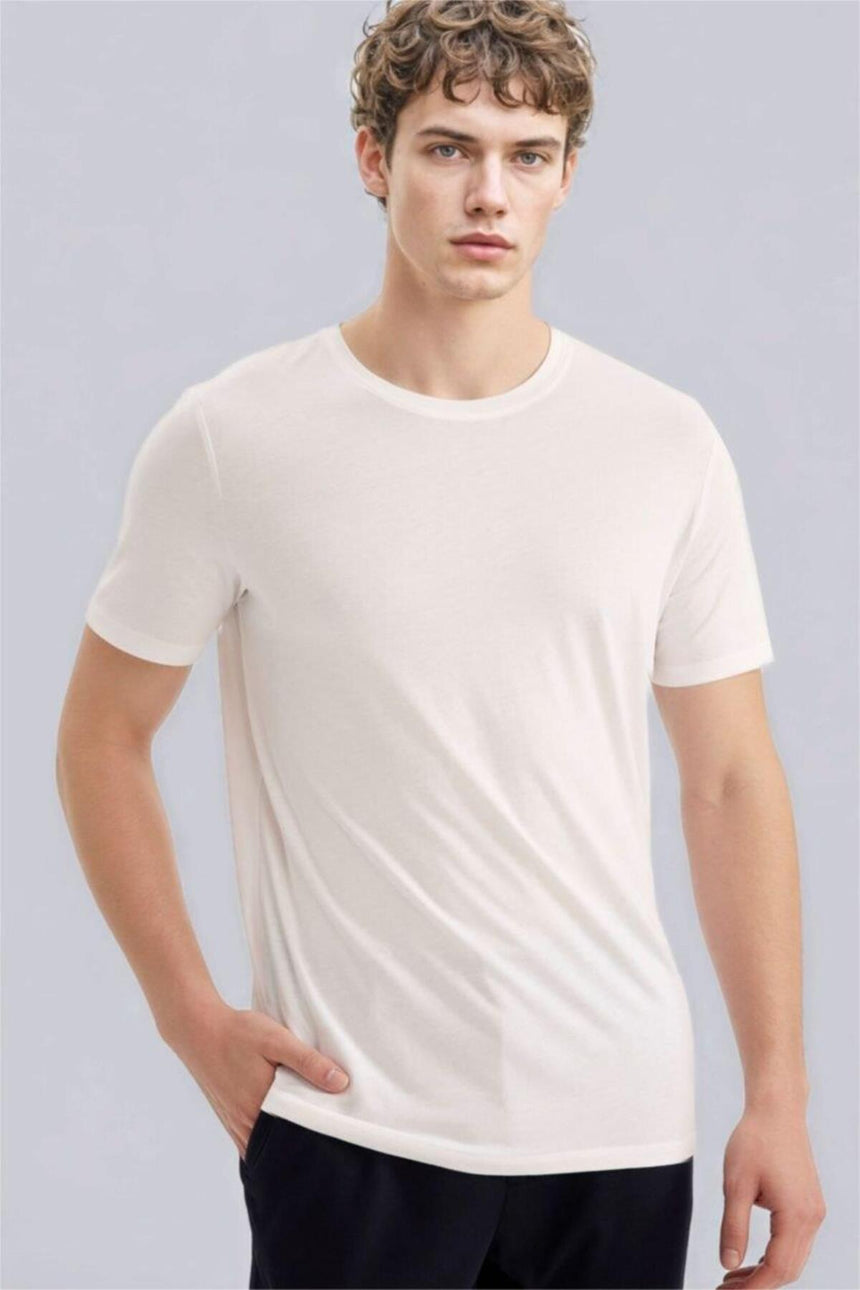 Defacto Erkek Short Sleeve T-Shirt M6606AZ - Beyaz