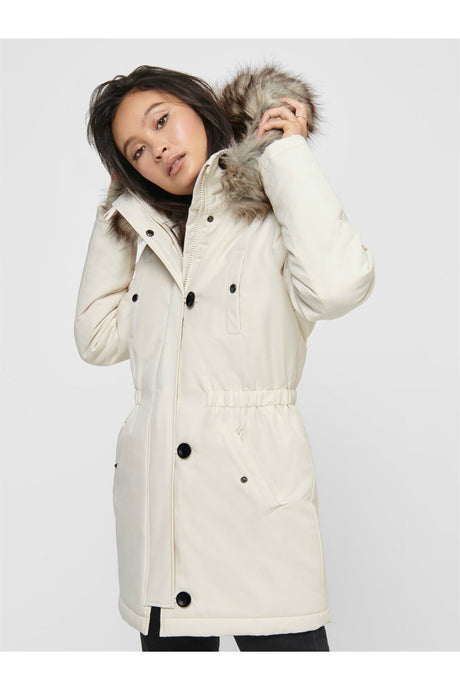 only onliris fur winter parka cc 2023 otw 15304625 - Açık Krem